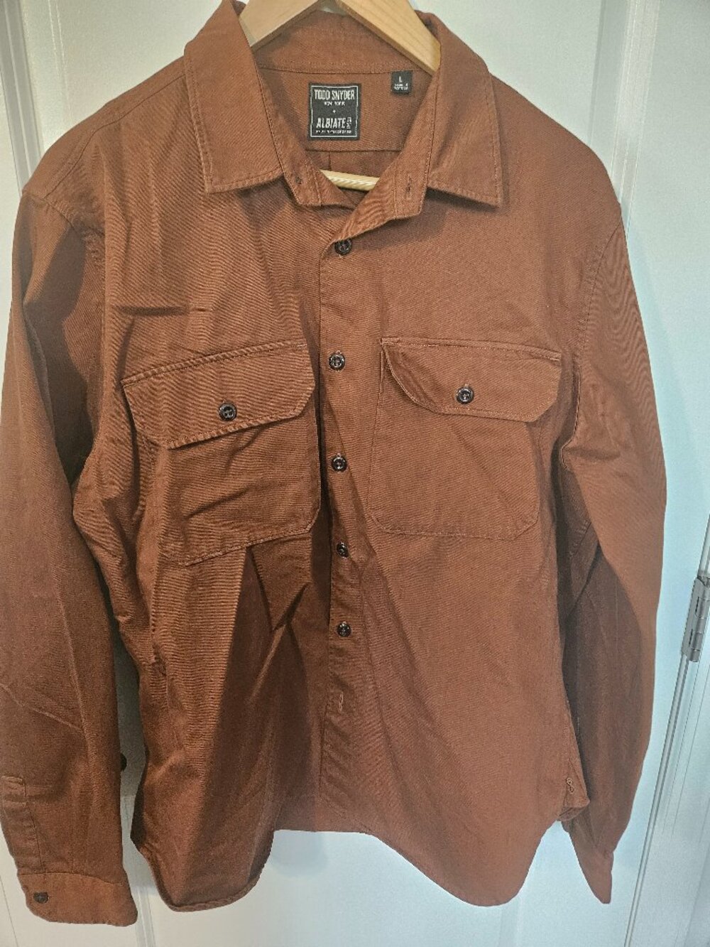 Todd Snyder Two Pocket Utility Shirt Brick Red Large